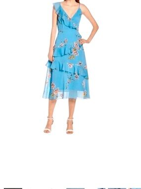 Avec Les Filles Light Blue Floral Wrap Dress